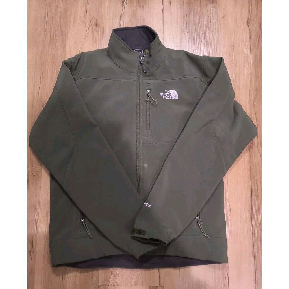 Men's North Face Soft Shell Jacket Green With Fleece Lining Size Small
